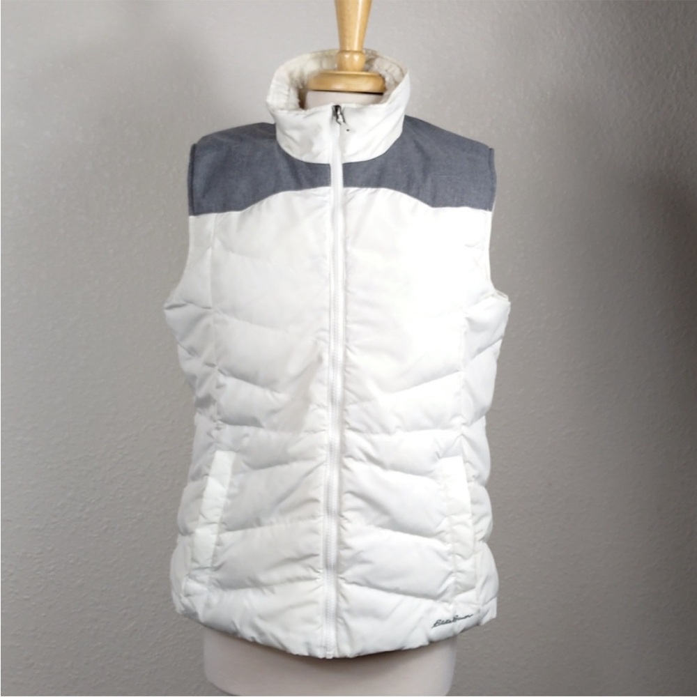 Eddie Bauer Womens Down Puffer Vest White Size Lg
